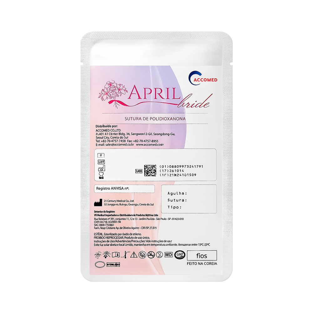 Fio De PDO April Bride N-Cog (Nariz) 19gx38mmx50mm Blister C/ 4 Fios (PCTE)