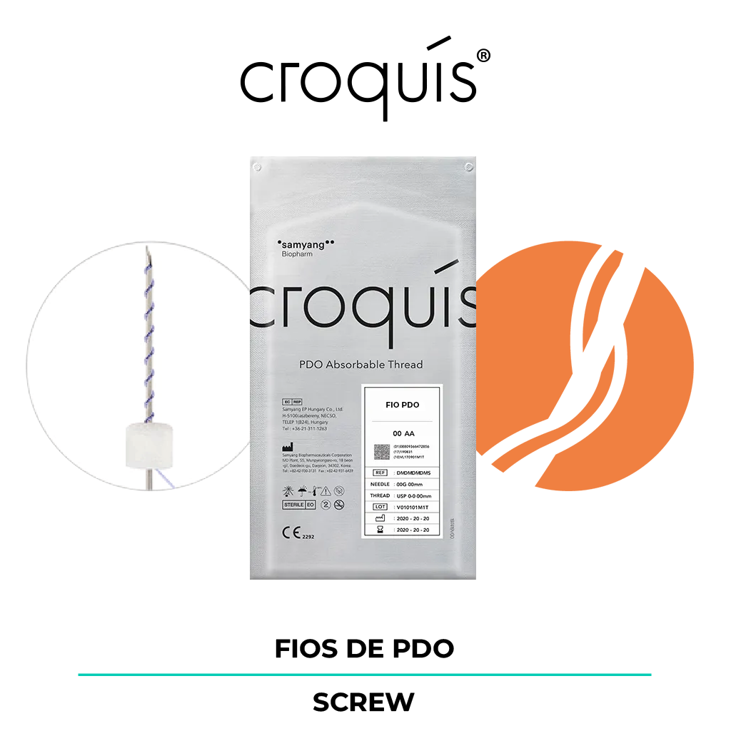Fios de PDO Croquís Screw 27G x 50MM x 70MM | Blister C/ 10 Fios (PCTE)