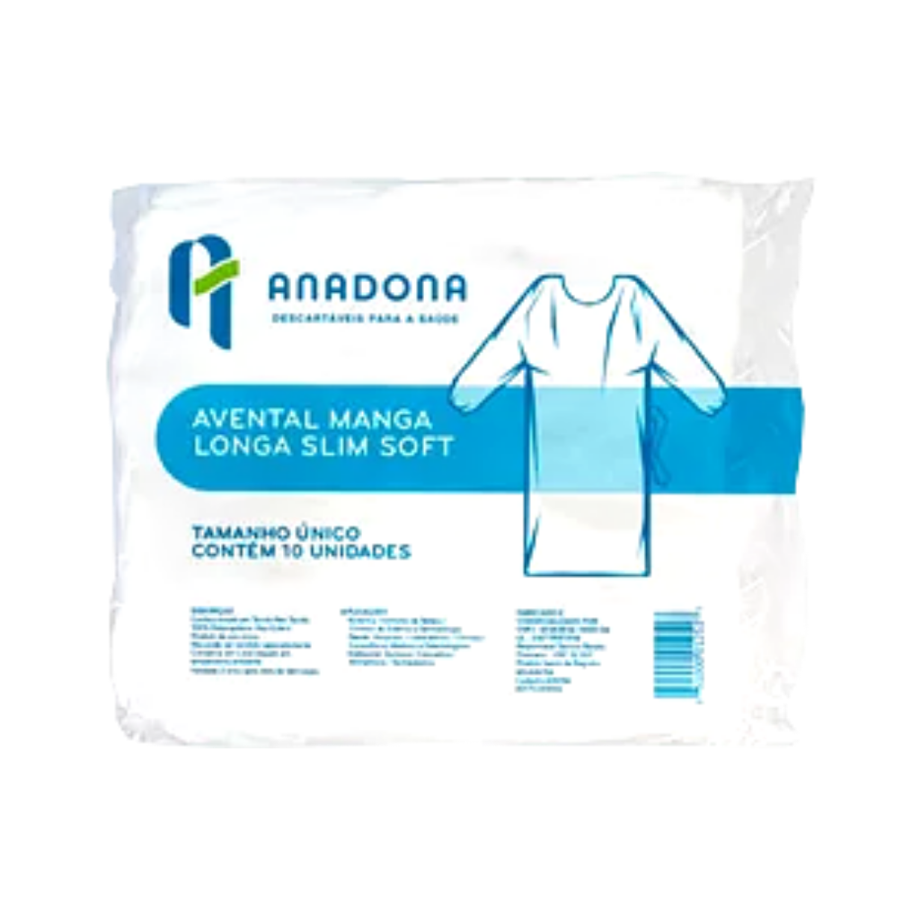 Avental de Procedimento Branco 20g M/L c/10un Slim Soft Anadona | (PCTE)