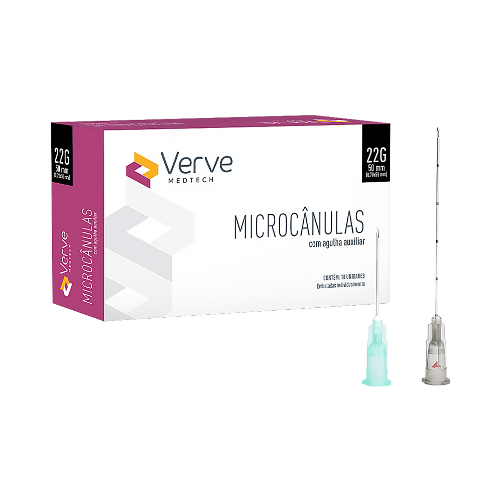 Microcânula Verve 22G x 50mm com Agulha Auxiliar (UN)