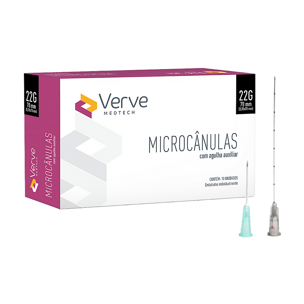 Microcânula Verve 22G x 70mm com Agulha Auxiliar (UN)