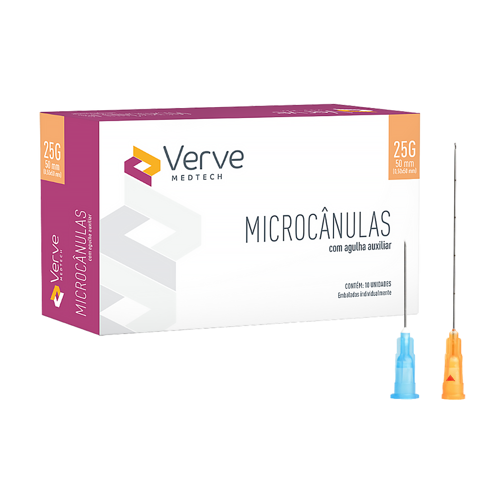 Microcânula Verve 25G x 50mm com Agulha Auxiliar (UN)