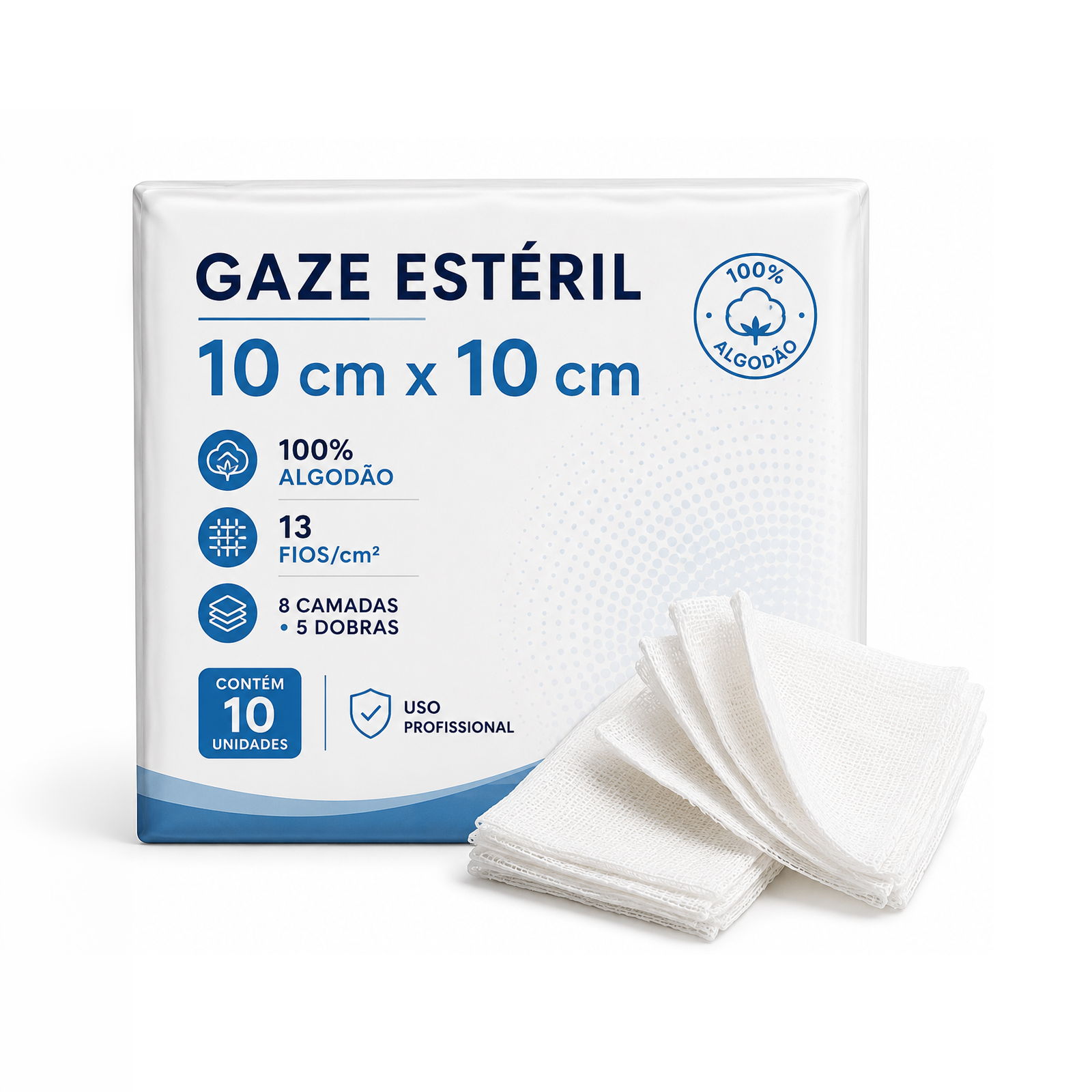 Gaze Estéril 10cm x 10cm 13 fios C/10 (PCT)