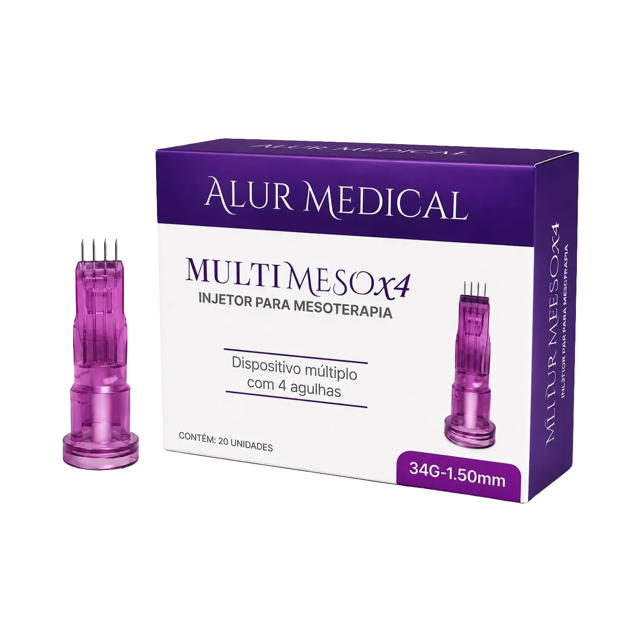 MultiMeso X4 Injetor Múltiplo 4 Agulhas 34G x 1,50mm Alur Medical C/20 (CX)