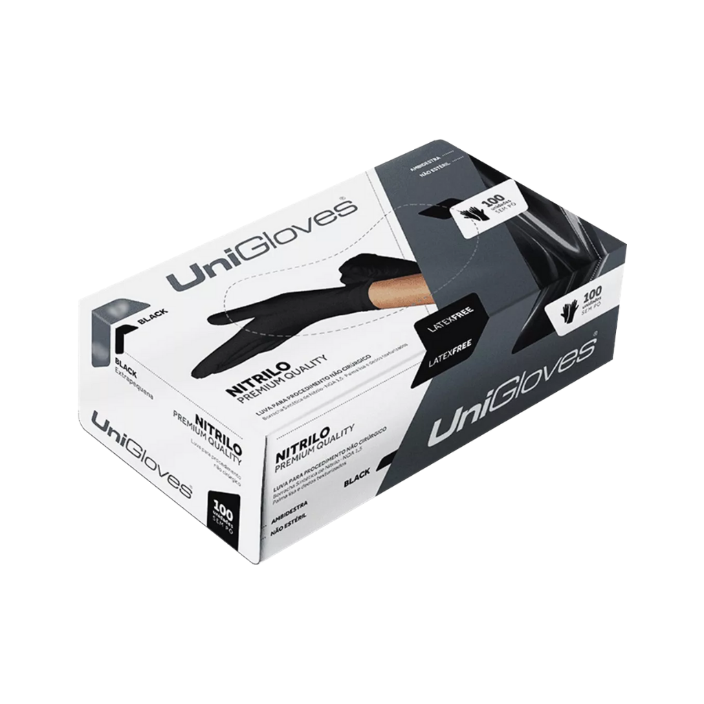 Luva Unigloves Nitrilo Black - Ep (CX)