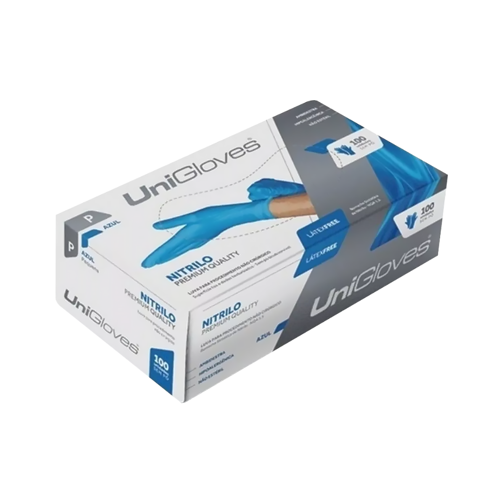 Luva Unigloves Nitrilo Blue - M (CX)