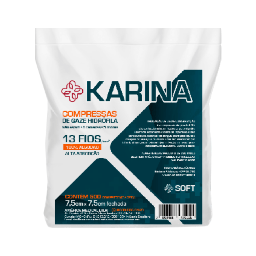 Gaze Não Esteril Karina Pct/500 7,5X7,5 13 Fios (UNID)