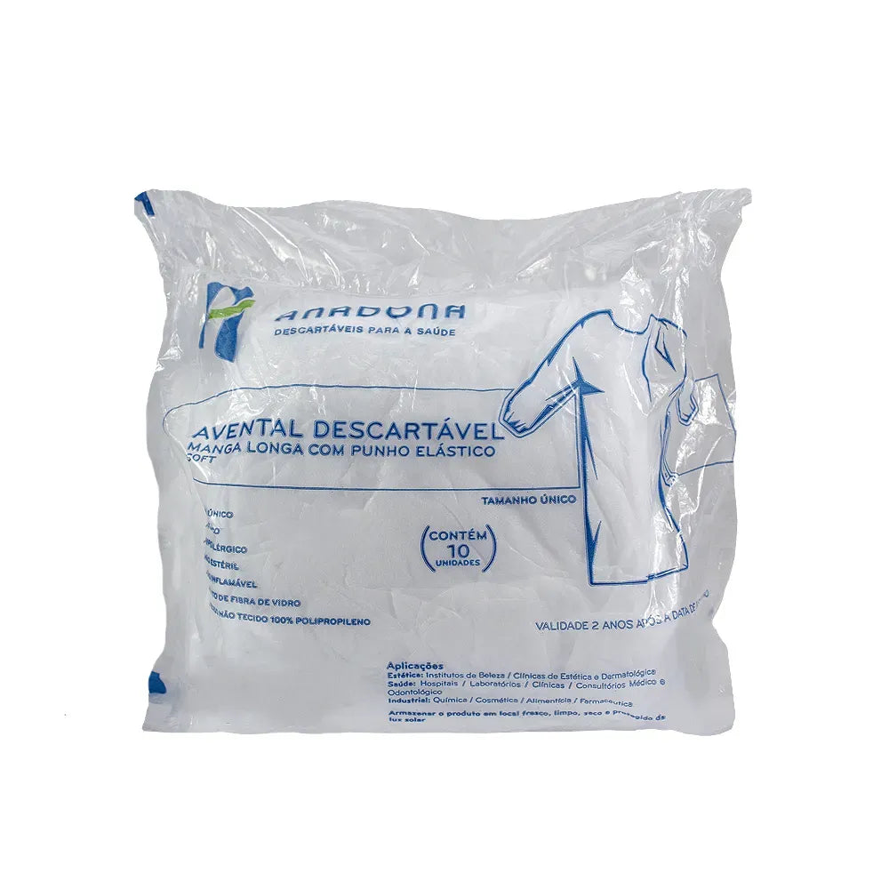 Avental De Proc Branco (20g) M/L C/10un Slim Soft Anadona (PCTE)