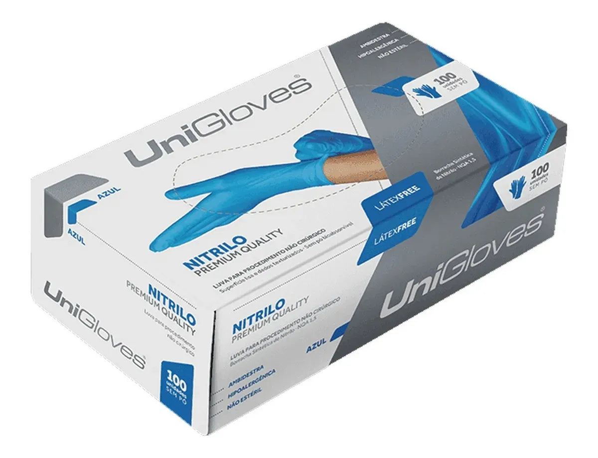 Luva Unigloves Nitrilo Blue - M (CX)
