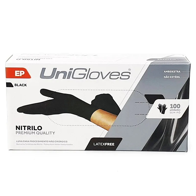 Luva Unigloves Nitrilo Black - Ep (CX)