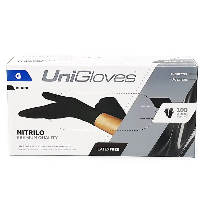 Luva Unigloves Nitrilo Black - G (CX)