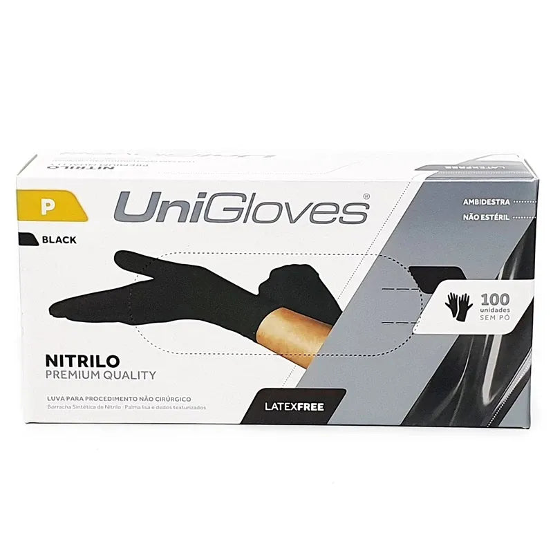 Luva Unigloves Nitrilo Black - P (CX)