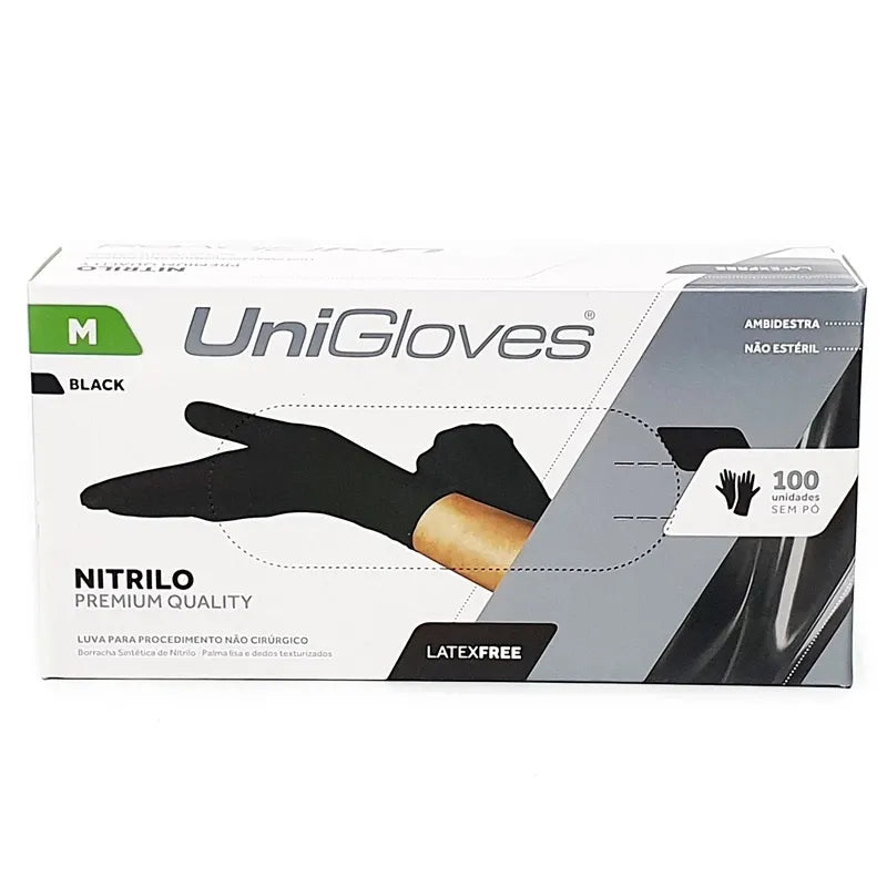 Luva Unigloves Nitrilo Black - M (CX)